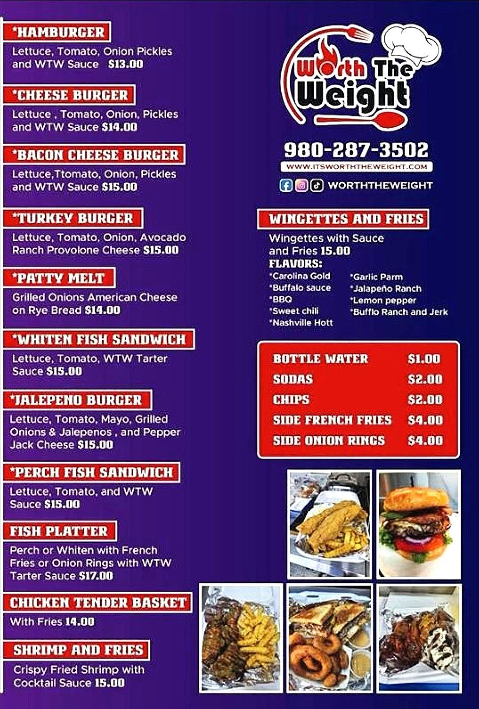Worth the Weight food truck menu and prices.